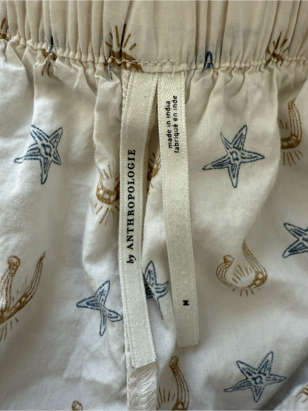 Anthropologie The Wren Boxer Pants Cream Horseshoe Star Pajama Lounge PJs Size M - Picture 4 of 7